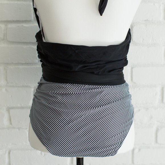 Tankini Swimsuit, with Belt, Stripped and black, XL - Picture 3 of 7